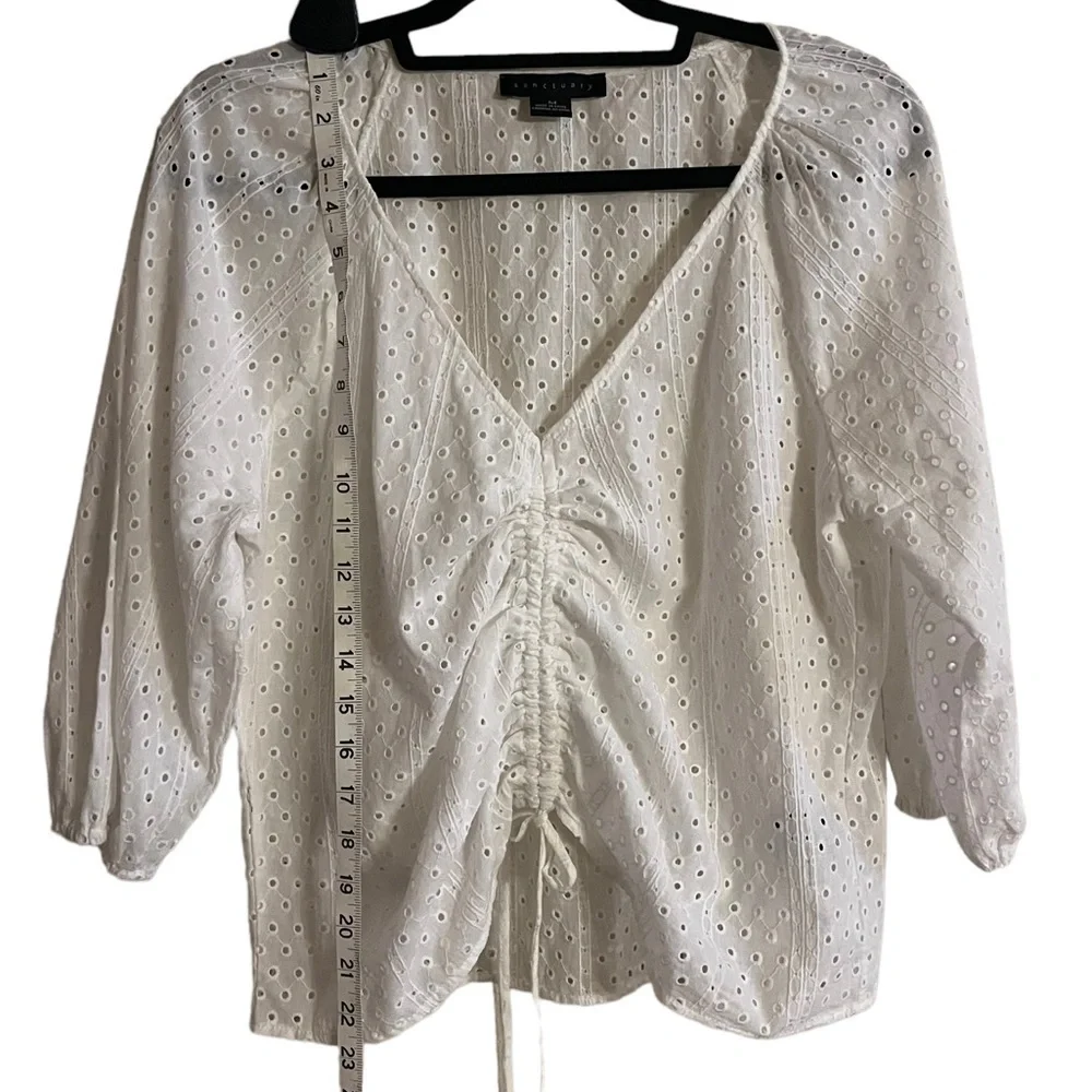 Sanctuary White Eyelet Adjustable Gathered Top size M